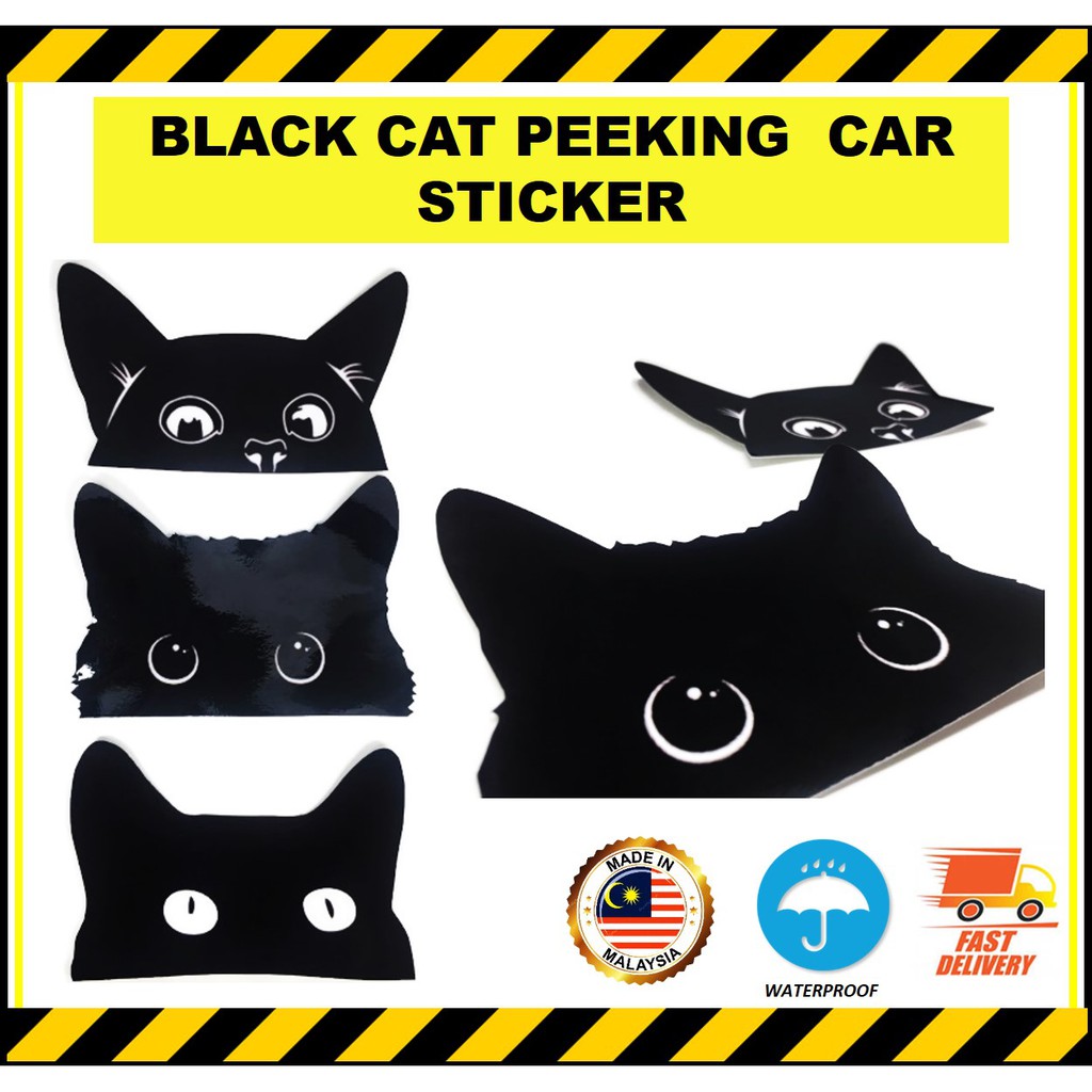 Buy BLACK CAT PEEKING CAR STICKER. KUCING HITAM. WATERPROOF 