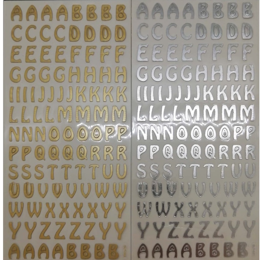 (Ready Stock)2 pcs Sticker Gold&Sliver ABC Letters Alphabet Sticker ...