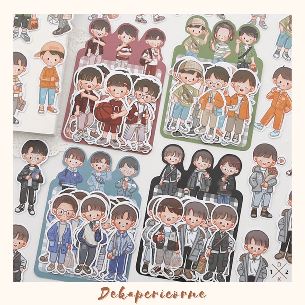 提拉多四季穿搭PVC贴纸包可爱卡通男孩女孩手帐人物贴画 Telado Sticker Trendy Boys Girls Four Season Wear Series Decoration Creative Notebook Diary