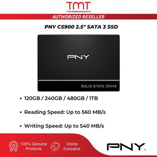 TMT PNY CS900 2.5” SATA III SSD | 120GB /240GB /480GB /1TB | SSD7CS900 | R:535/550MBps | W:500MBps | 3 Years Limited Warranty