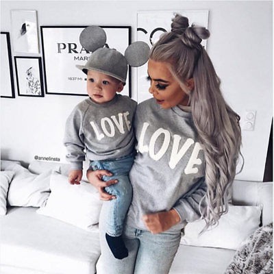 mom son and daughter matching shirts
