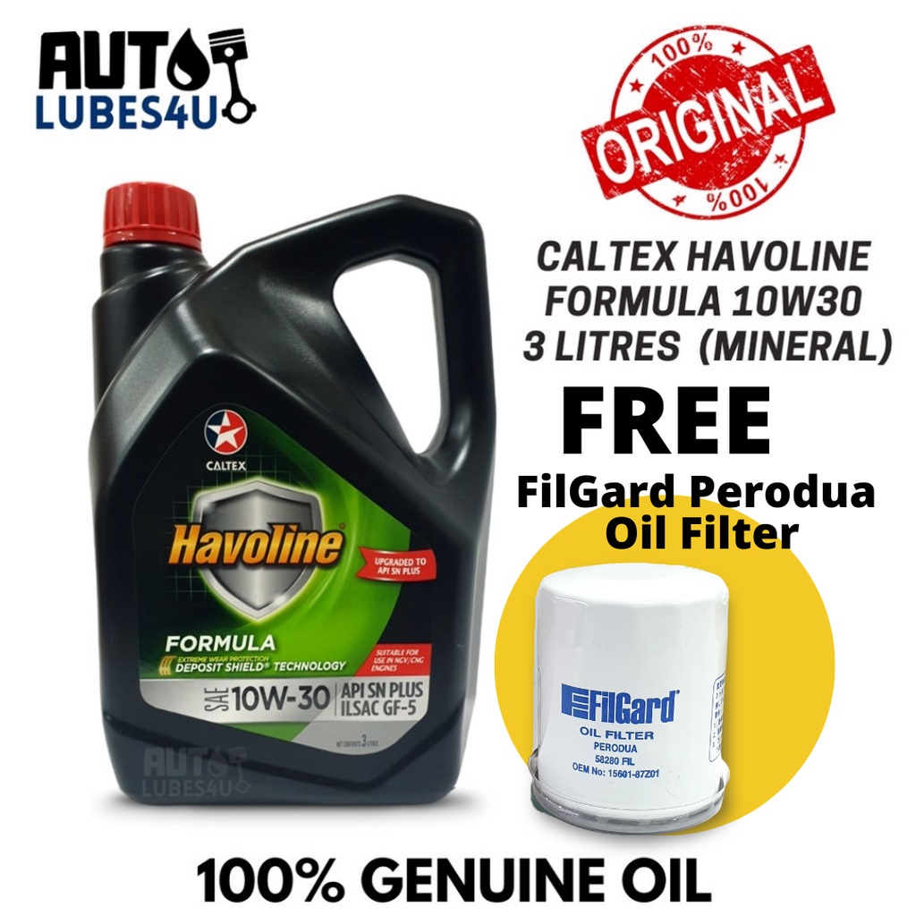 Caltex Havoline 10W30 3L (FOC FilGard Perodua 58280 Oil Filter) Shopee Malaysia