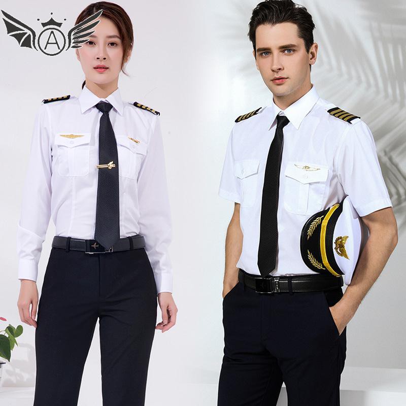 Empty And Less Uniform Hair Stylist Shirt Male Captain Uniform Male Korean Version Of The Flight Attendant Overalls Pilo Shopee Malaysia - male cabin crew uniform shirt roblox