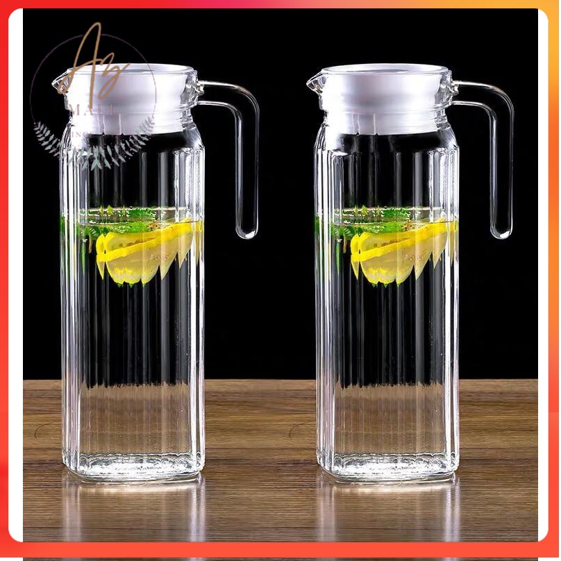 1 Liter Ikea Style Transparent Large Glass Water Jug with Lid /Jug Air ...