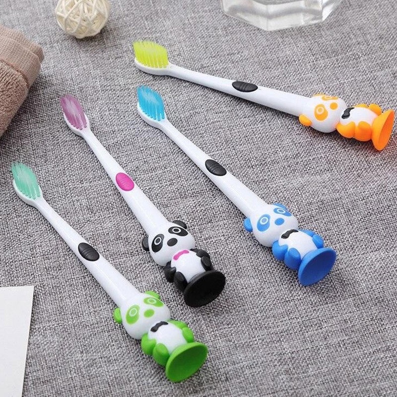 Anti Slide Handle Kids Cartoon Toothbrush Soft Bristles And Stand-up Bottom Teeth Cleaning Oral Care With Random Color