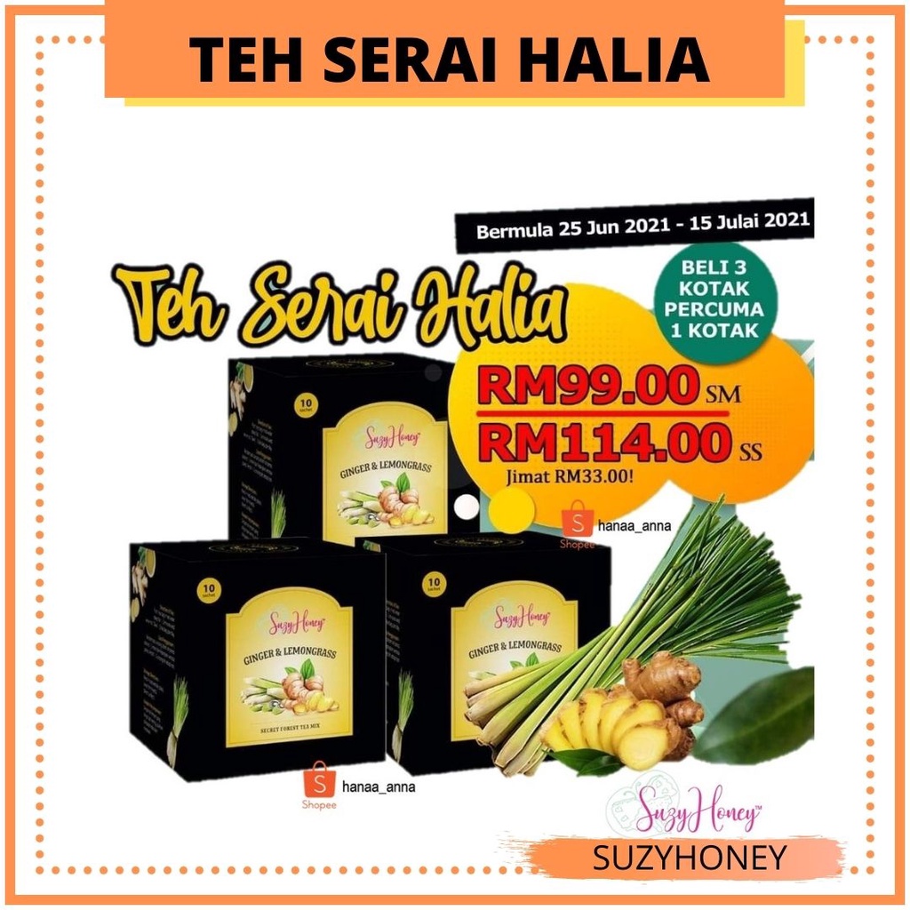 Teh Serai Halia Suzyhoney 10 Uncang Lemon Grass Ginger Tea Relief Of Period Pain Buang Angin Melegakan Senggugut Shopee Malaysia