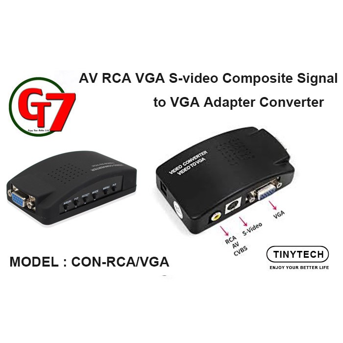 AV RCA VGA SVIDEO COMPOSITE SIGNAL TO VGA ADAPTER CONVERTER (CONRCA