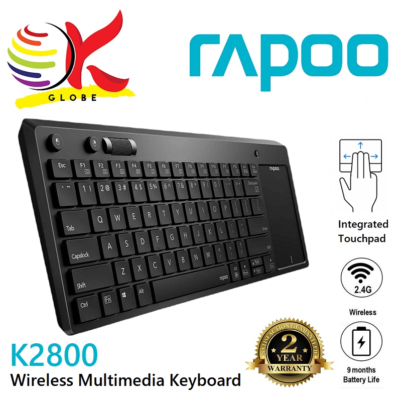 RAPOO K2800 WIRELESS MULTIMEDIA KEYBOARD WITH INTEGRATED TOUCHPAD AND