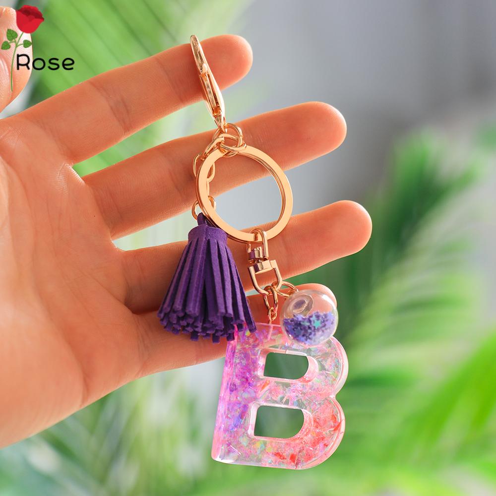 Rose Cute Handbag Accessories Creative Resin Key Ring Letter Pendant Keychain Trendy A Z Letters Colorful Fashion Jewelry Initial Tassel Shopee Malaysia