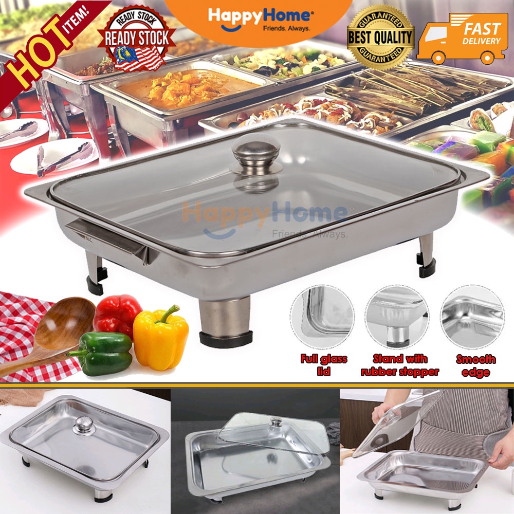 20563 FOOD PAN WITH GLASS LID FOOD SERVING BUFFET TRAY Shopee Malaysia