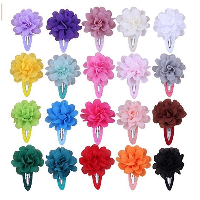 10PCS Mixed Colors Chiffon Flower Barrettes Baby Girls Hair Clips Hairpins  | Shopee Malaysia