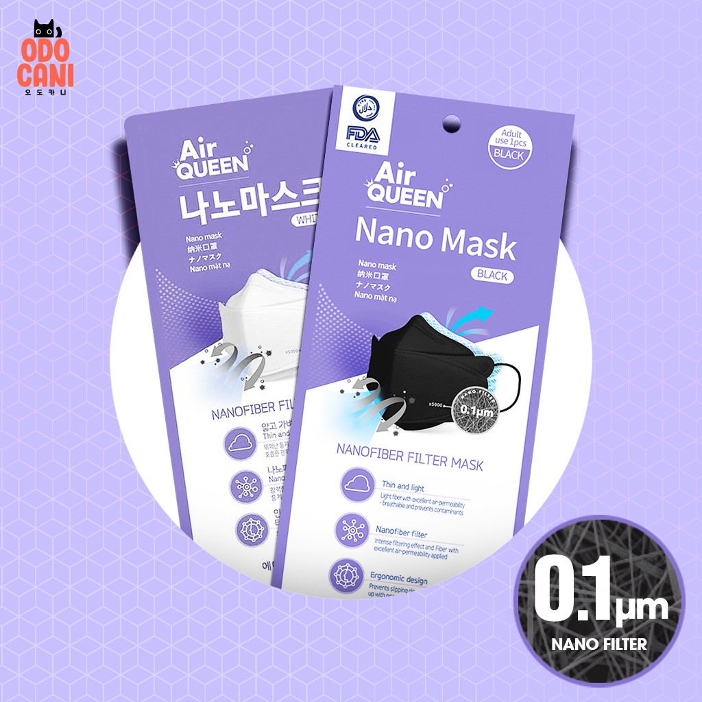 [10pcs / 50pcs] Air Queen Nano Mask Black Mask ( 3d mask / disposable
