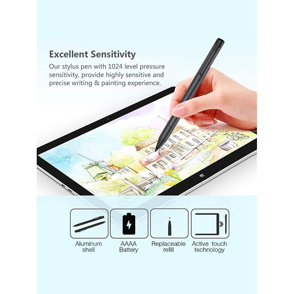 Surface 3 Including aa Battery 2 Pen Tips Surface Pro 4 Surface Pen Surface Stylus Pen With 1024 Levels Of Pressure Sensitivity Aluminum Body For Microsoft Surface Pro 17 Surface Pro 3