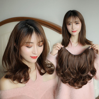 Wig Female Long Curly Hair Big Wave Cute One Piece Seamless U-shaped Long Hair Straight Natural Hair Extension Wig Piece