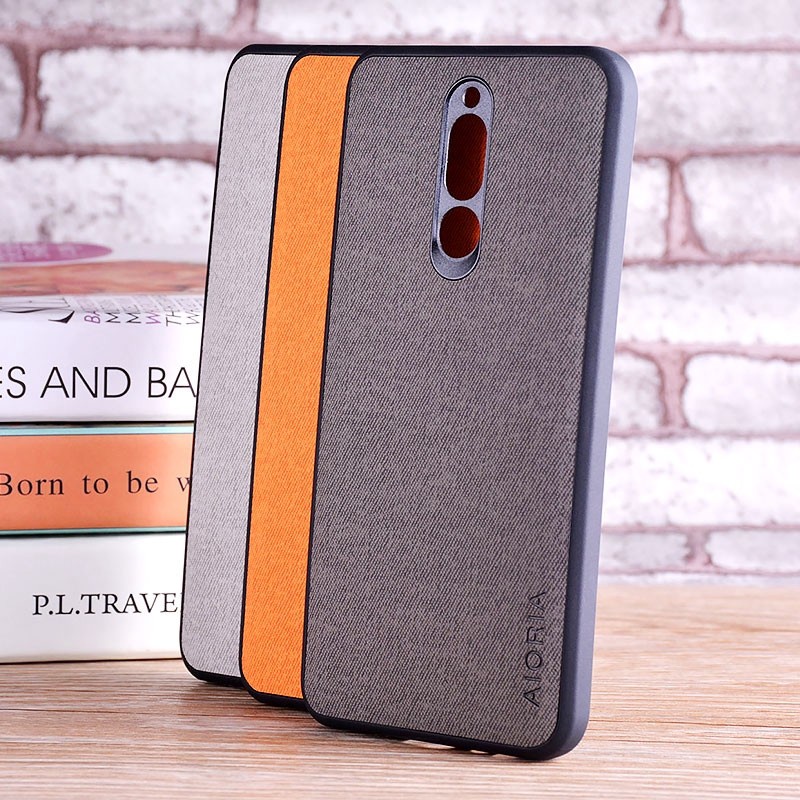 SKINMELEON Xiaomi Casing Redmi 8A Case Textile Pattern PU Leather Protective Phone Cases