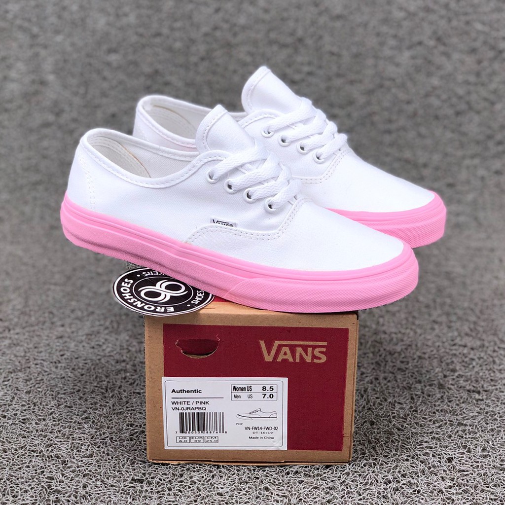 vans authentic white pink