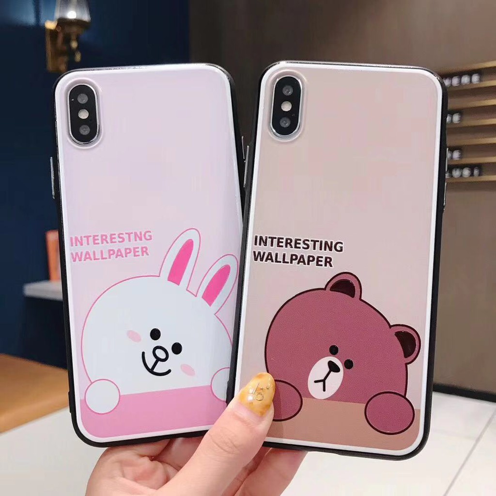 Cartoon Line Town Brown And Cony Reliefs Phone Case For Iphone 6 6s 7 8 Plus X Xr Xs Max Shopee Malaysia