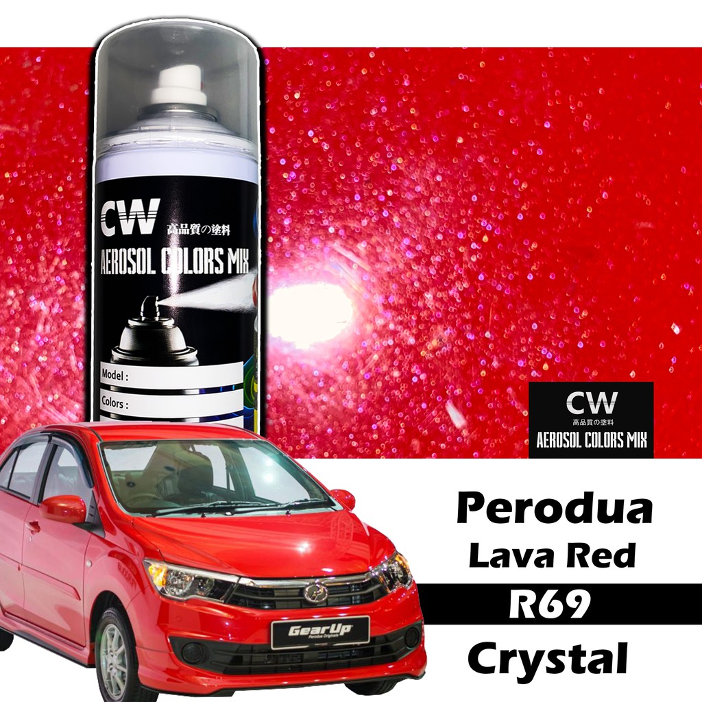 R69 Lava Red Perodua Axia Touch Up Paint Cw Aikka Aerosol Diy Cat Spray Bottle 370ml Merah Axia Crystal è¡¥æ¼† çº¢è‰² Kereta Shopee Malaysia