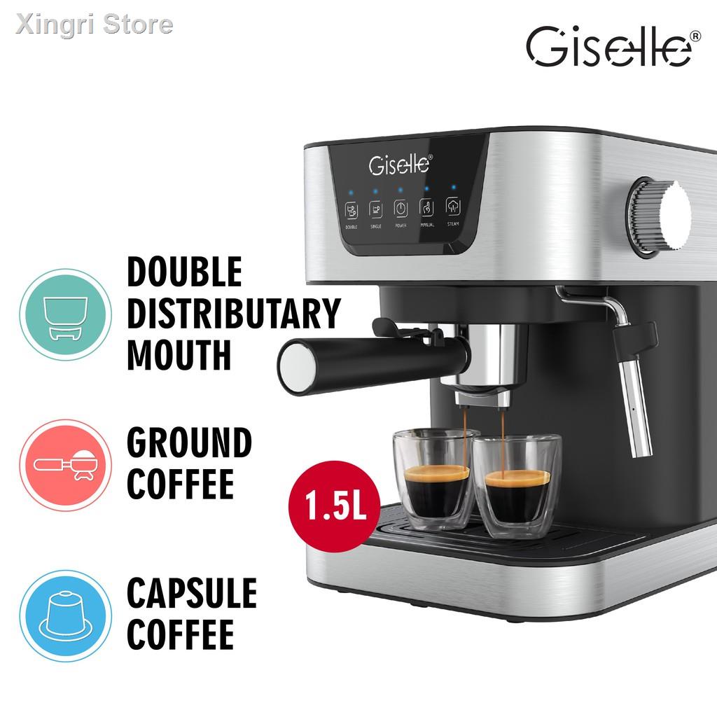 △19Bar Giselle Espresso Coffee Milk Bubble Maker Machine with Frothing Water Filter Cartridge (1050W) KEA0332