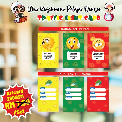 [NEW] Traffic Light Card (260gsm Tebal) Set Kad Traffic Light 4 Bahasa ...