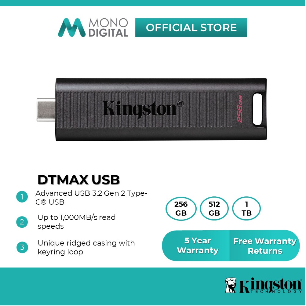 Kingston DataTraveler Max USB 3.2 Gen 2 High Performance Type-C USB Flash Drive DTMAX (256GB/512GB/1TB)