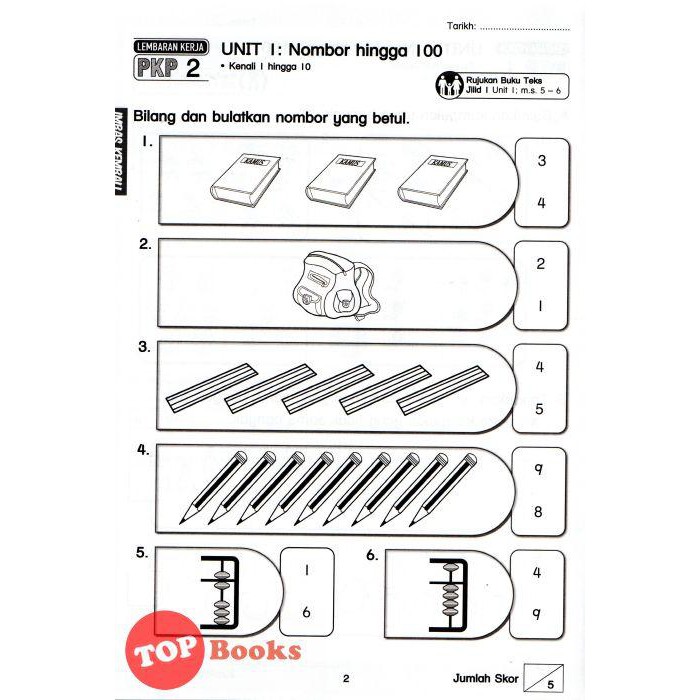 [TOPBOOKS Sasbadi] Lembaran Kerja PKP Matematik Tahun 1 KSSR Semakan (2021)