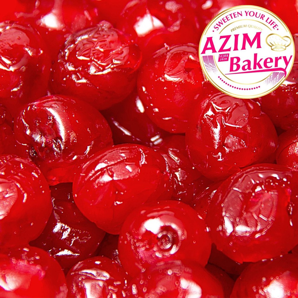Red Glace Cherry 100g | 250g | 500g | Ceri Merah (Halal) by Azim Bakery