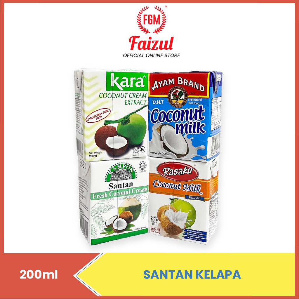 Santan Kelapa Kara /Ayam Brand/ Rasaku/Kampon 200ml - Faizul Store ...