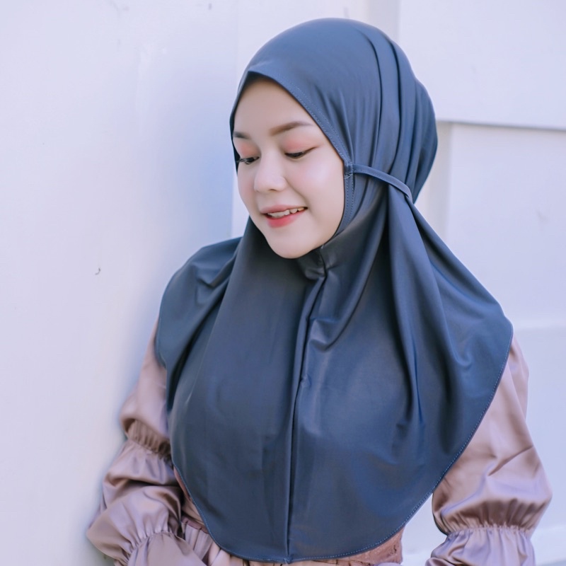 Pashmina plisket biru dongker