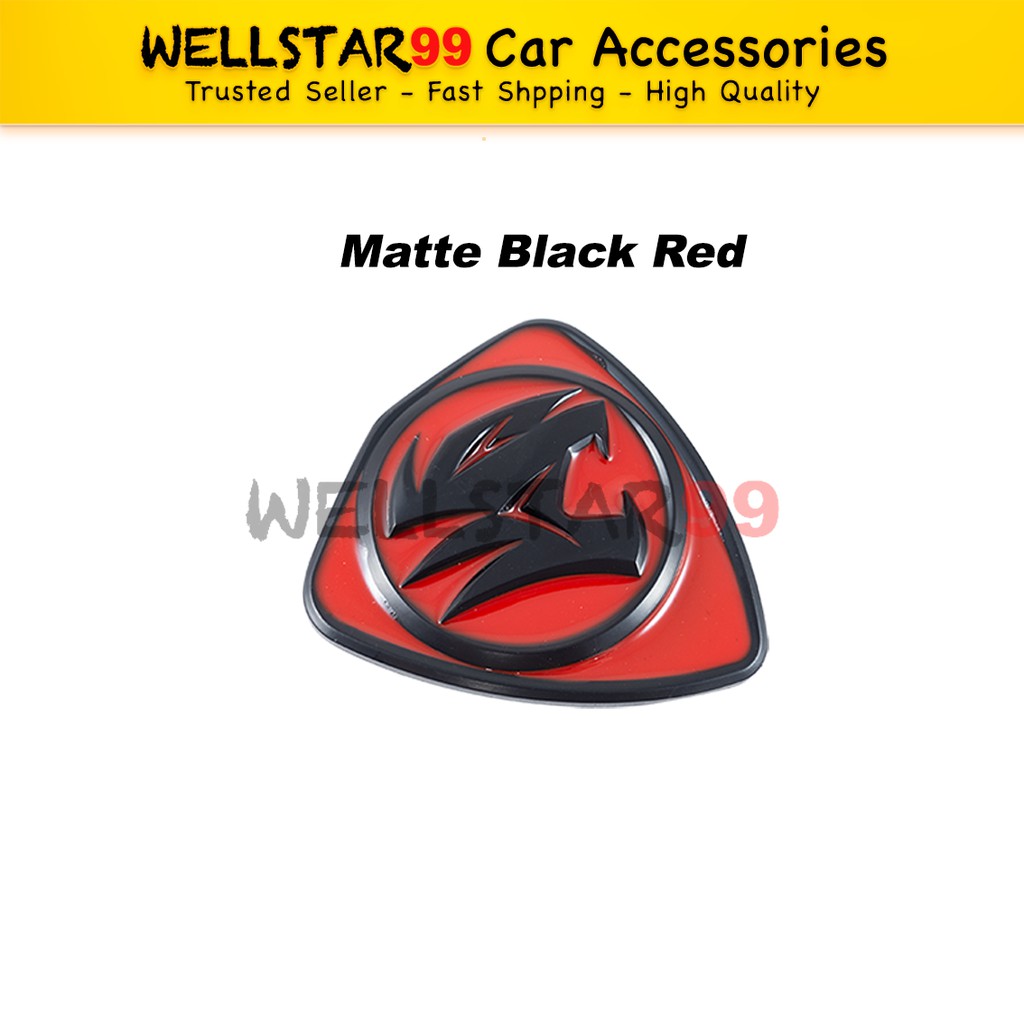 shopee: Proton Waja Campro CPS 3D Logo Matte Black Red UK Logo Emblem Front Depan 1pcs (0:1:Type:Matte Black Red;:::)