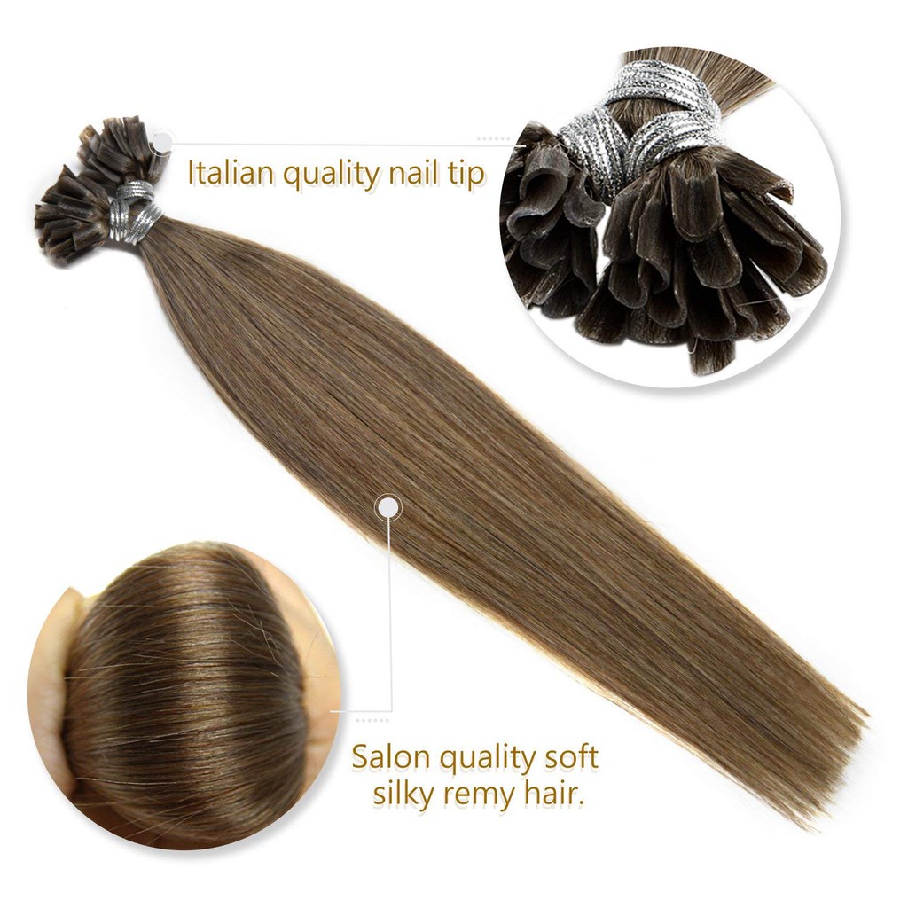 12 25s Pack 100 Remy Human Hair Nail U Tip Hair Extension