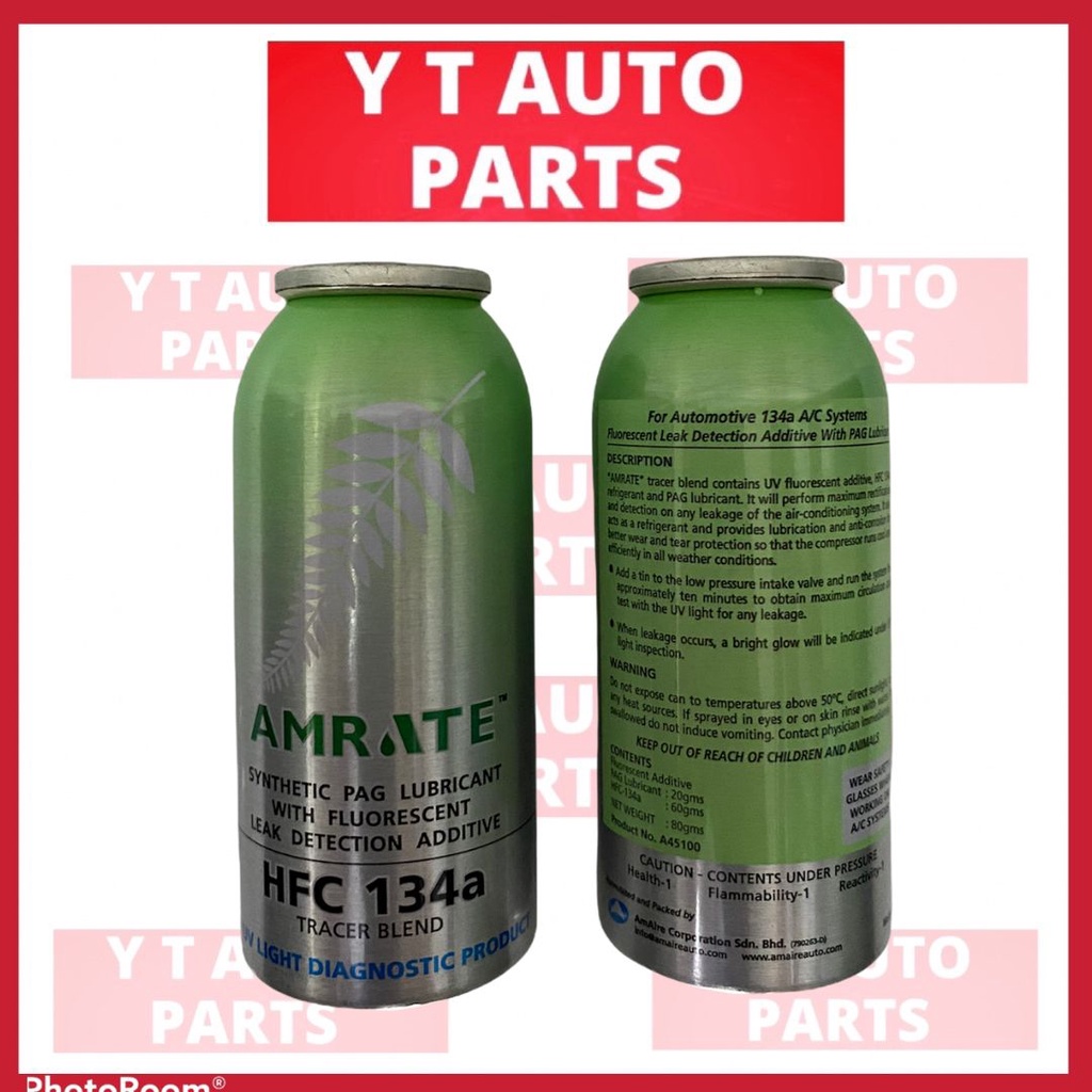 Amrate Car Compressor Oil Treatment R134A 80MG with INSTALLATION UV LEAKAGE DETECT HFC134a