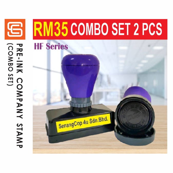 PRE-INK COMBO SET (2 PCS) I COMPANY CHOP I RUBBER STAMP I COP SYARIKAT ...