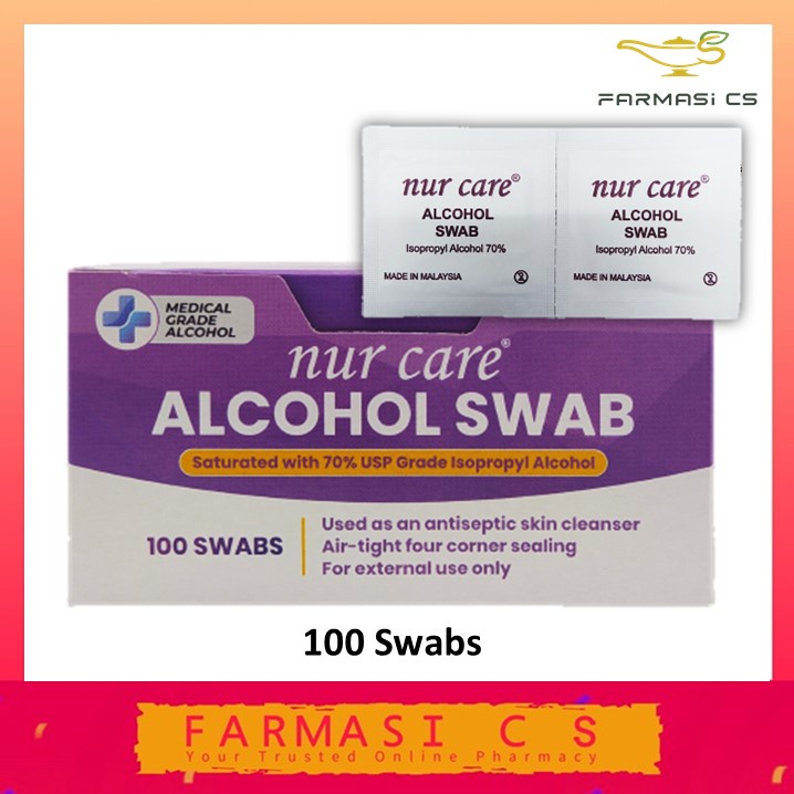 Nur Care Alcohol Swab Sterile Alcohol Pad For Disinfection 100 Swabs Exp 08 2023 Shopee Malaysia