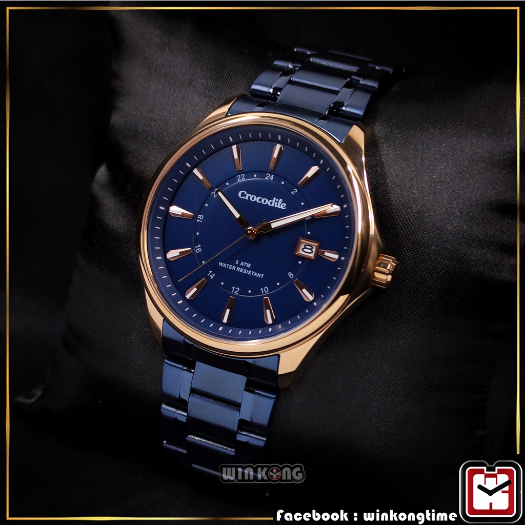 CROCODILE MEN WATCH CR5665 ROSEGOLD X BLUE (1 Years International Warranty)