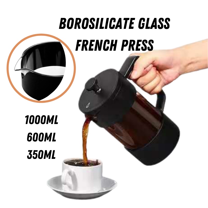 Stainless Steel Plunger Coffee Pot Manual Glass Coffee Press 350ml/600ml French Press Coffee Maker Tea Maker Espresso Coffee 600ml, Size: 600 ml