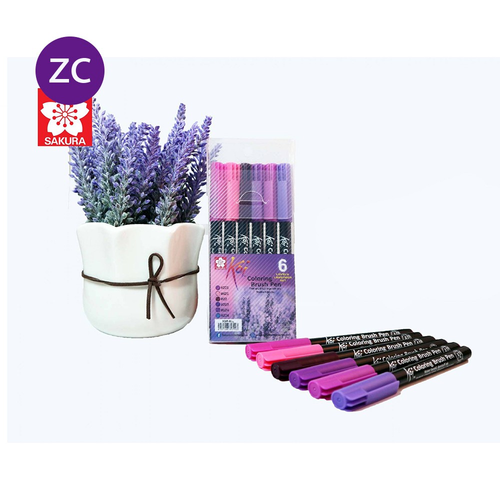 Sakura Koi Coloring Brush Pen 6pcs Lovely Lavender Set Shopee Malaysia