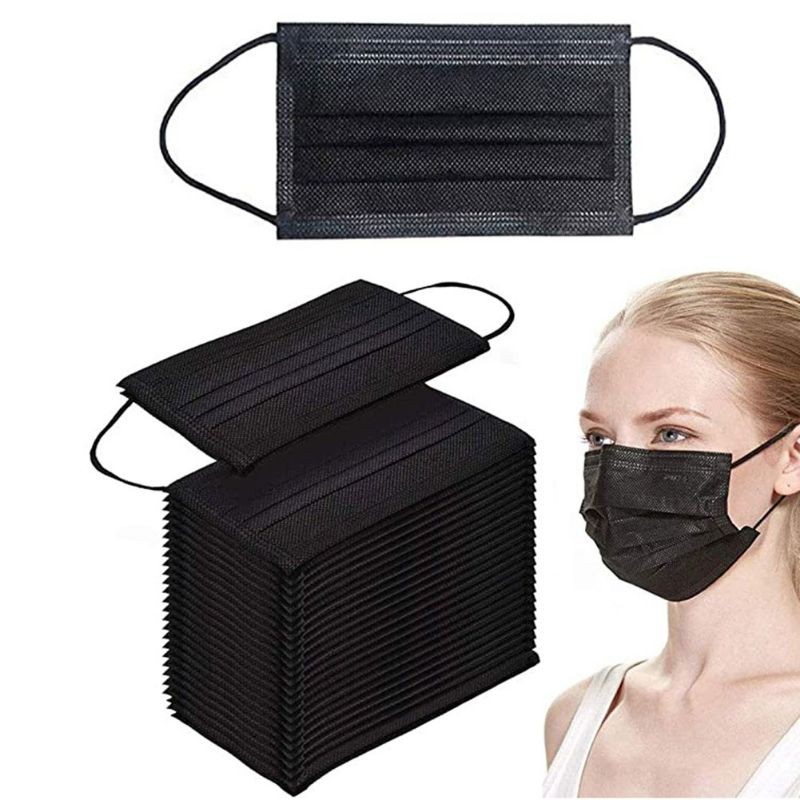 Mask Muka 3ply Deposable mask 3ply Black Colour, ( FULL BLACK ...