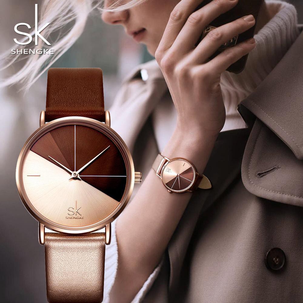 Womens Watch Ladies Watches Leather Strap Watch,SK Small Women Wristwatch Relogio Feminino Japanese Quartz Watches Watches for Women 