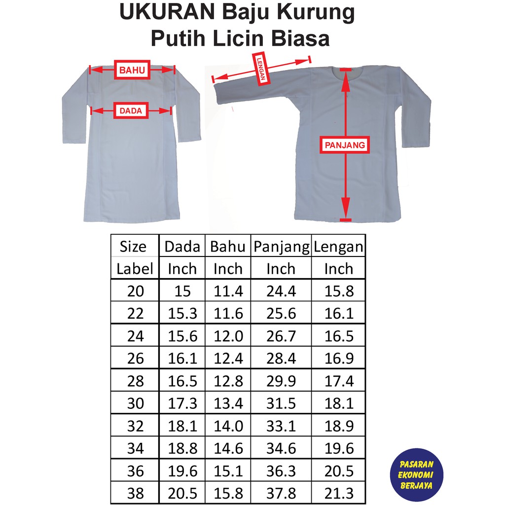  BAJU  KURUNG  PUTIH LICIN LENGAN BIASA 