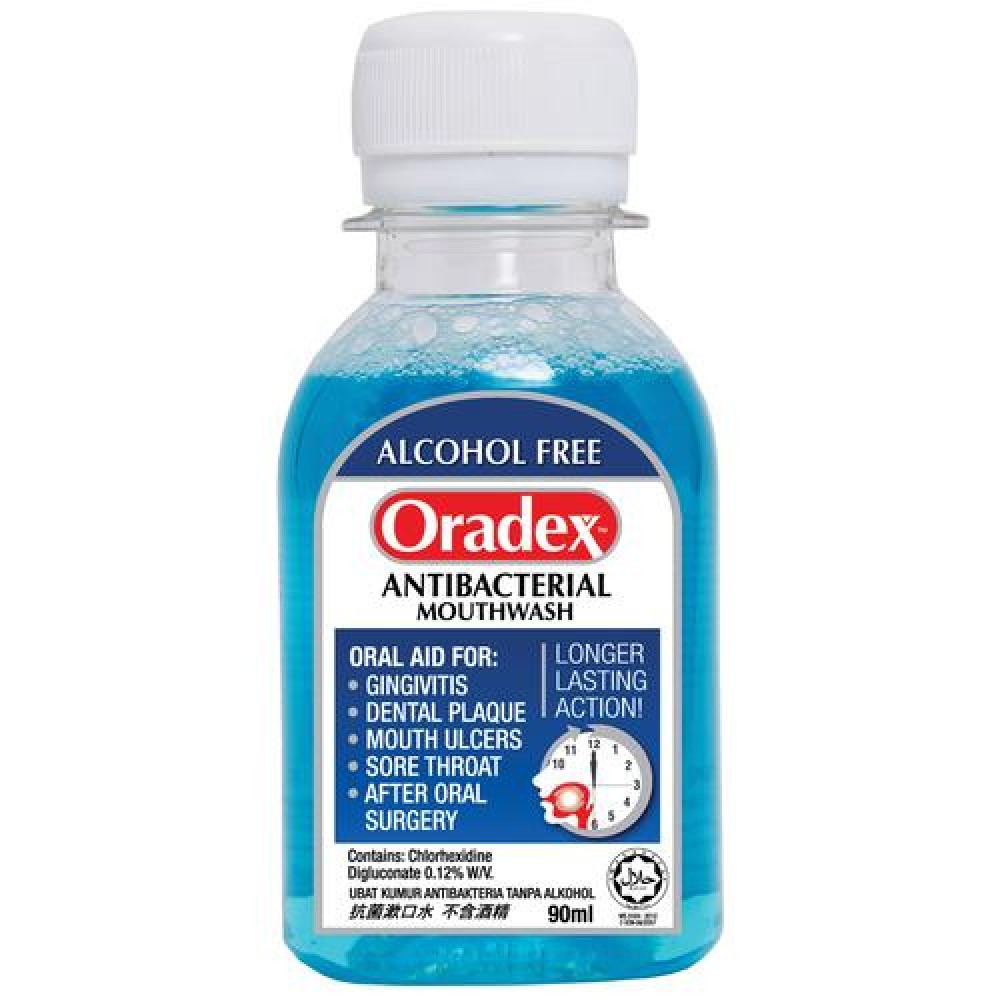 Oradex Antibacterial Mouthwash Alcohol Free 90ml/400ml (Exp 03/2022