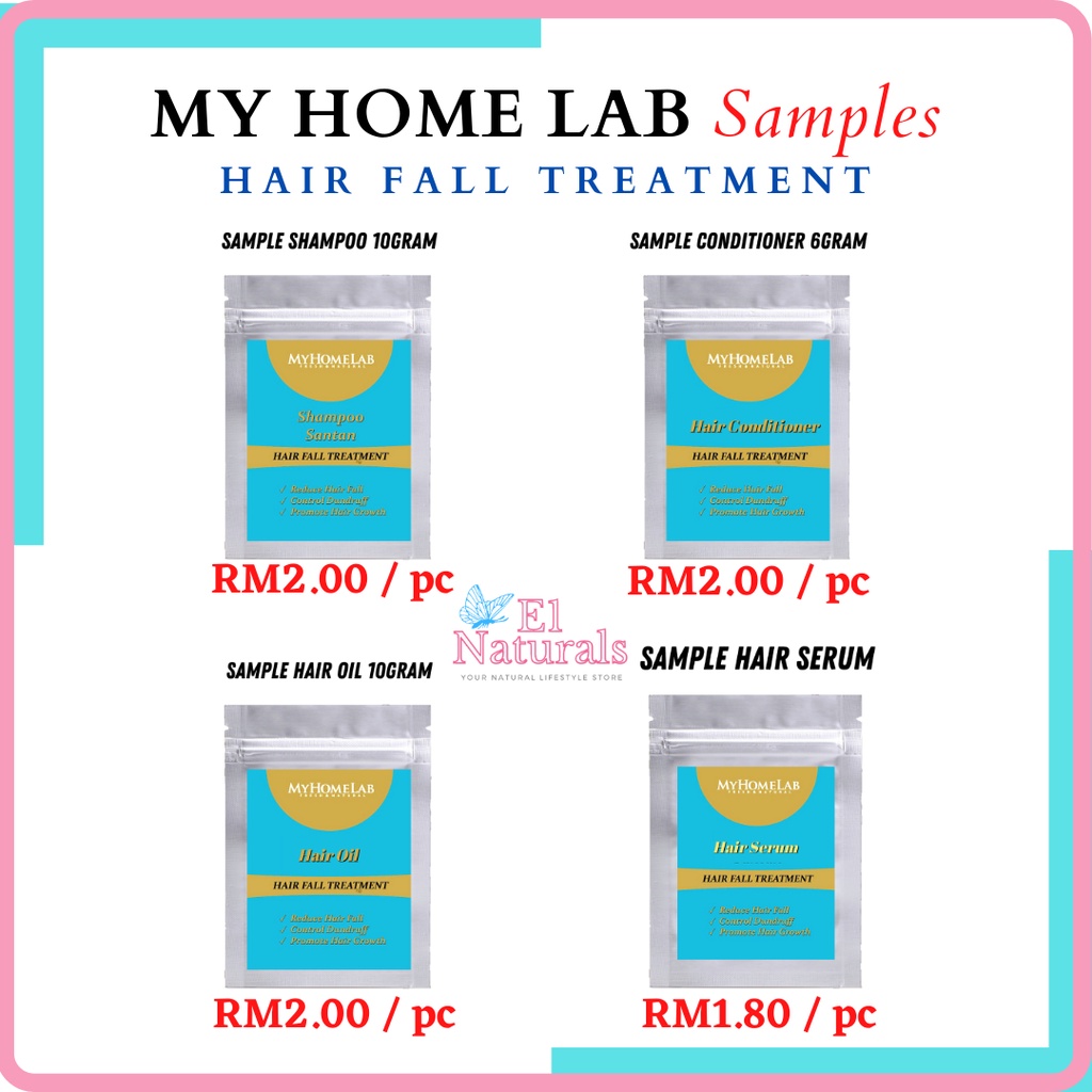 MyHomeLab Hair Fall Treatment Sample (Shampoo Santan Hair Conditioner Hair Oil Premium Serum)