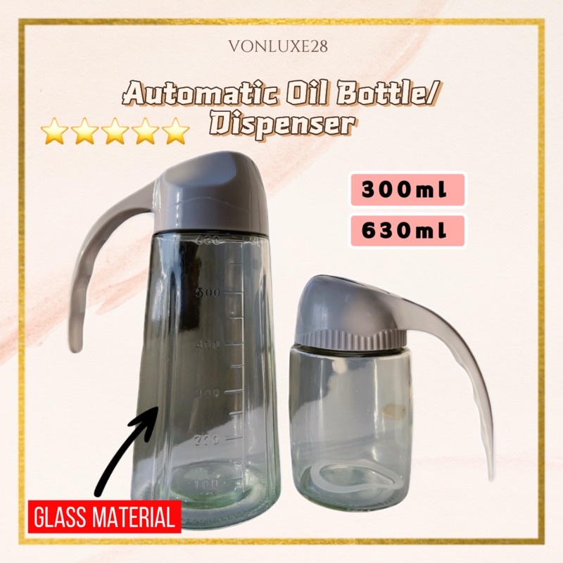 Automatic Oil Dispenser Glass Container Bottle Kitchen Container Minyak Oil Vinegar Soysauce