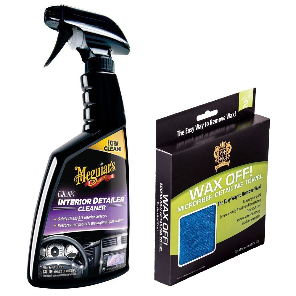 Meguiar S Quik Interior Detailer Posh Care Wax Off Microfiber Detailing Towels