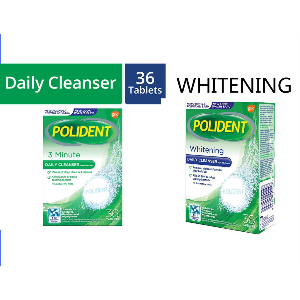 Polident Tablets 36 S Daily Cleanser Express 3 Minutes Exp 2021 2022