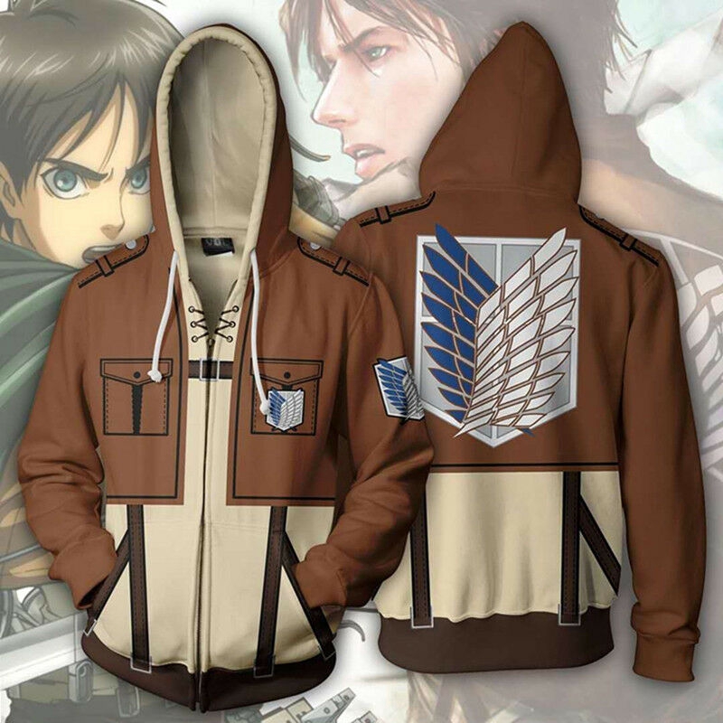 Anime Attack On Titan Shingeki No Kyojin Cosplay Hoodie Sweatshirts Zipper Coat Jacket 3d Print Hooded Coats Hoodies Shopee Malaysia