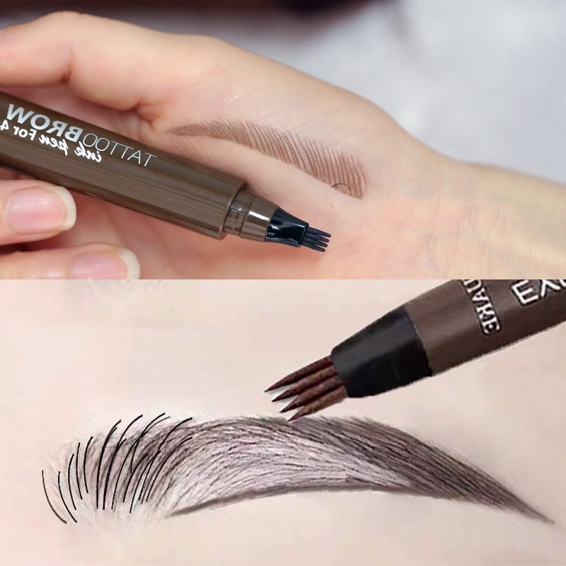 4 Points Eyebrows Pen 4D Hair-like Eyebrow Tattoo Pen Waterproof Fine Sketch Liquid Lazy 4D Imitation Ecological Eye Brow Pencil Eyeliner Liquid Eyebrow Pencil Eyebrow Makeup Eye makeup waterproof eyebrow pencil眉笔 四分叉防水眉笔 眼部化妆品