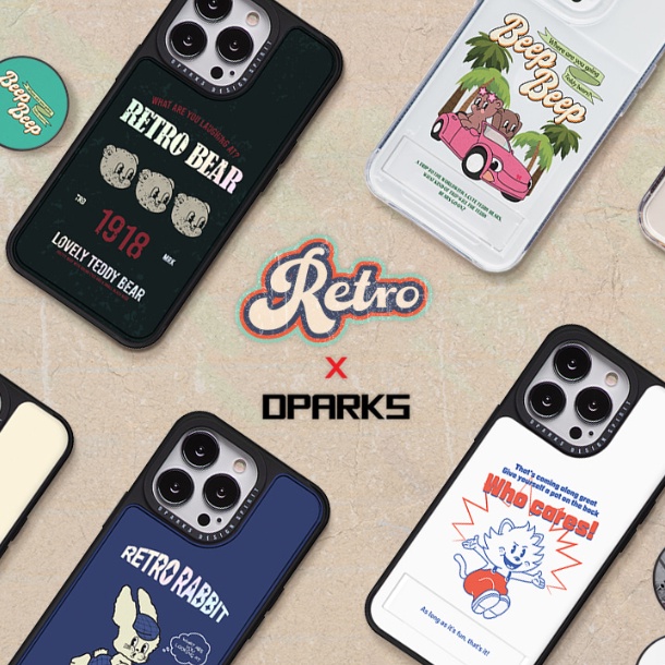 【Korean Phone Case】 Limitied Edition Retro X DPARKS Collection Card Storage Twinkle Effect Protective Bumper Compatible for iPhone 13 Pro Max Mini Handmade in Korea