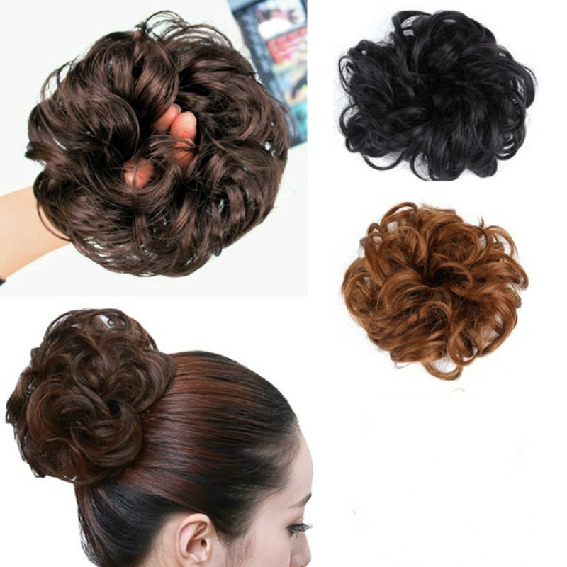 Women S Messy Wavy Hair Bun Extension Elastic Hair Tie Hairpiece