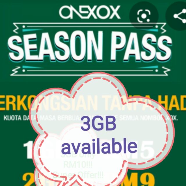 Buy Xox Data 3gb Only Rm12 Season Pass Seetracker Malaysia